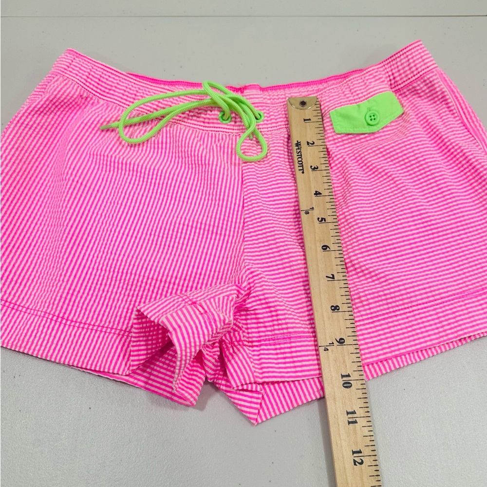 Vineyard Vines Pink White Striped Shorts Tassel Drawstring , Green Pokers XXS - Picture 4 of 7